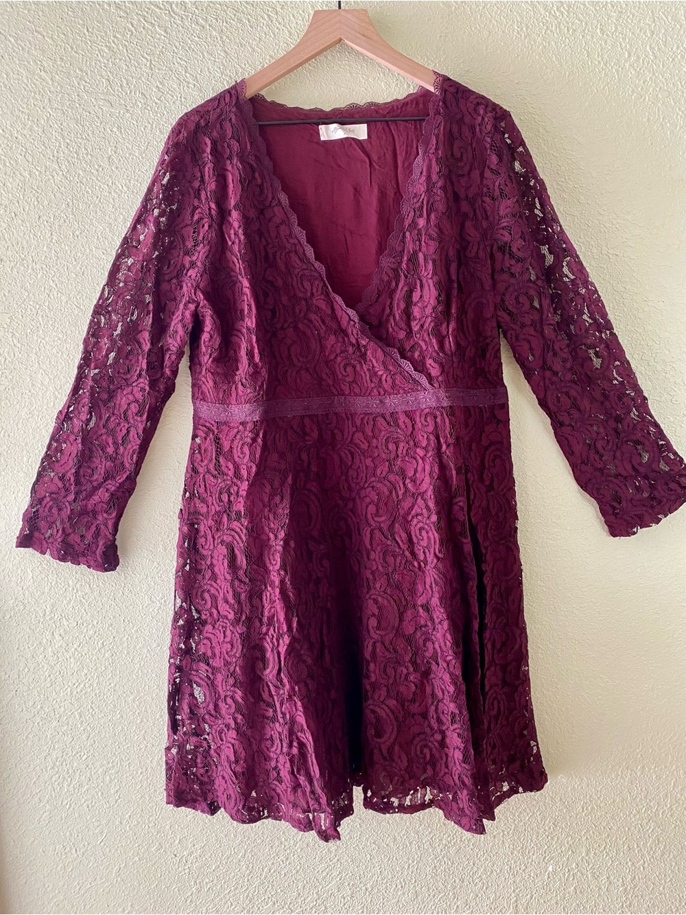 A Beautiful Soul Burgundy Lace V-Neck Dress